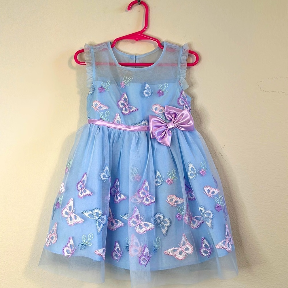Jona Michelle Light Blue Party Dress with Lavender Bow